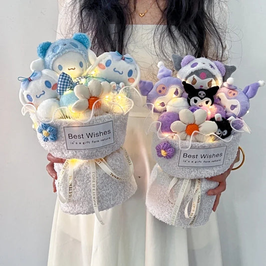 Sanrio Cartoon Plush Cinnamoroll Bouquet Kuromi Hello Kitty Cat Plush Doll Toy  Graduation Gifts Valentine's Day Gift